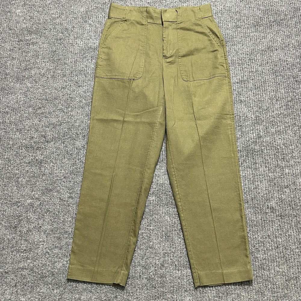Banana Republic Petites Womens Capri Pants Size 2P Green Flat Front High Rise